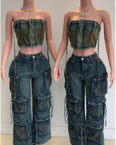 Acid Wash Pant Set